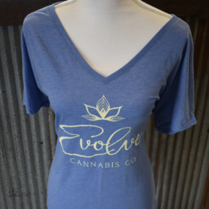 Ladies slouchy v-neck blue triblend