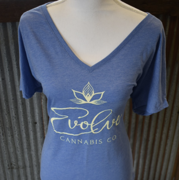 Ladies slouchy v-neck blue triblend
