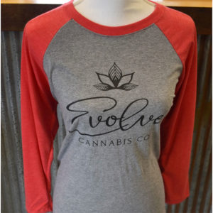 red three quarter sleeve evolve cannabis apparel