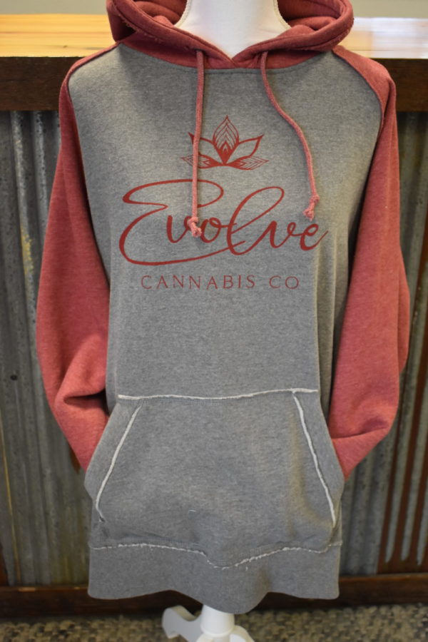 J. America Vintage Heather Hooded Sweatshirt Red/Grey