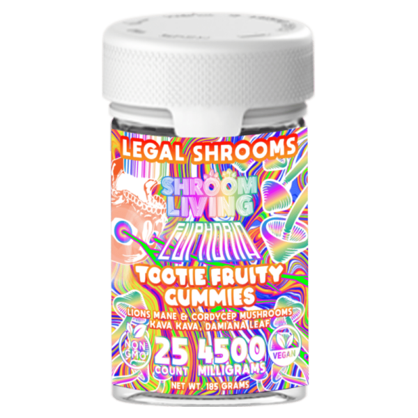 Shroom Living – Euphoria Gummies (Caffeine Free) 25ct Jar 4500mg - Image 2