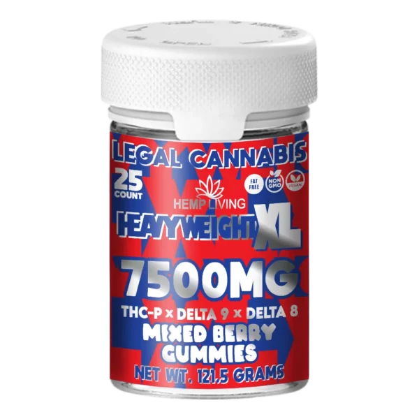 Hemp Living – Heavyweight XL Gummies – 25ct Jar 7500mg - Image 3
