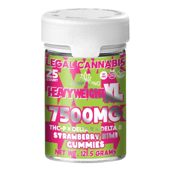 Hemp Living – Heavyweight XL Gummies – 25ct Jar 7500mg