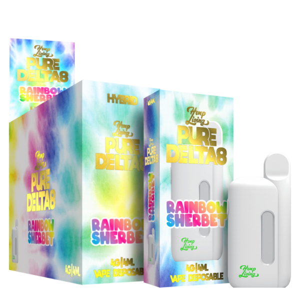 Hemp Living – PURE Delta 8 Vape Disposable – 4000mg Delta 8 THC – 5pk Display Box - Image 3