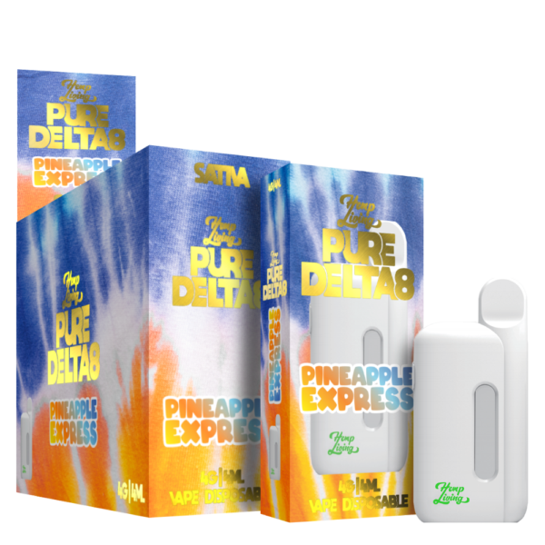 Hemp Living – PURE Delta 8 Vape Disposable – 4000mg Delta 8 THC – 5pk Display Box