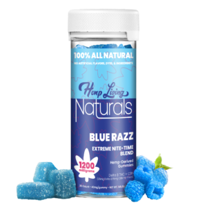 Naturals – D8 25mg + CBN 15mg Gummies – Nite-Time Blend – Blue Razz – 30ct Jar – 1200mg